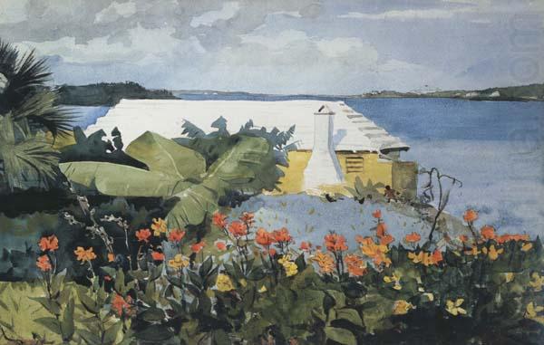 Flower Garden and Bungalow,Bermuda (mk44), Winslow Homer